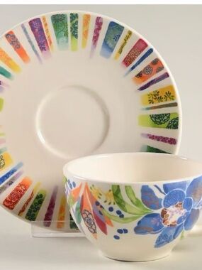 Two Sets Gien Eden By Isabelle Barthel Floral Tea Cup and Saucer Sets